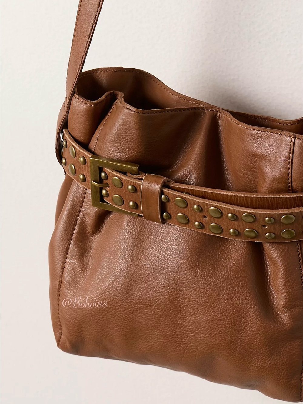 NWT Free People Embellished Belt Bucket Crossbody Bag Leather Studded - Picture 4 of 14